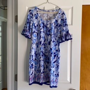 Lily Pulitzer Cotton ruffle hem short sleeved dress -L